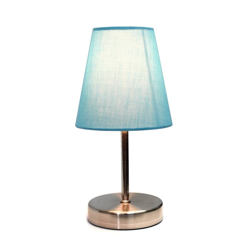 10.5" Petite Metal Stick Lamp in Sw Nickel w Fabric Shade