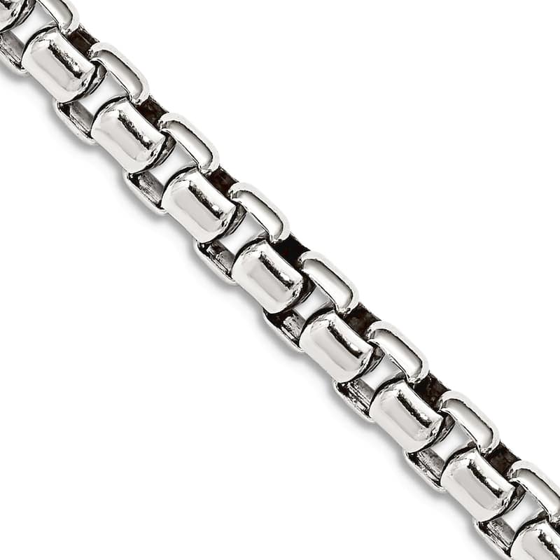 Curata 925 Sterling Silver 5.2mm Round Box Chain Necklace for Men