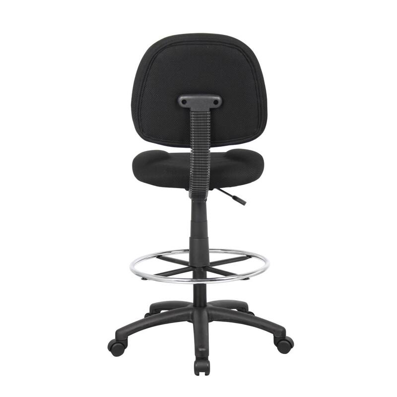 Jea Drafting Stool Chair, Black Tweed, Contoured Back and Footring