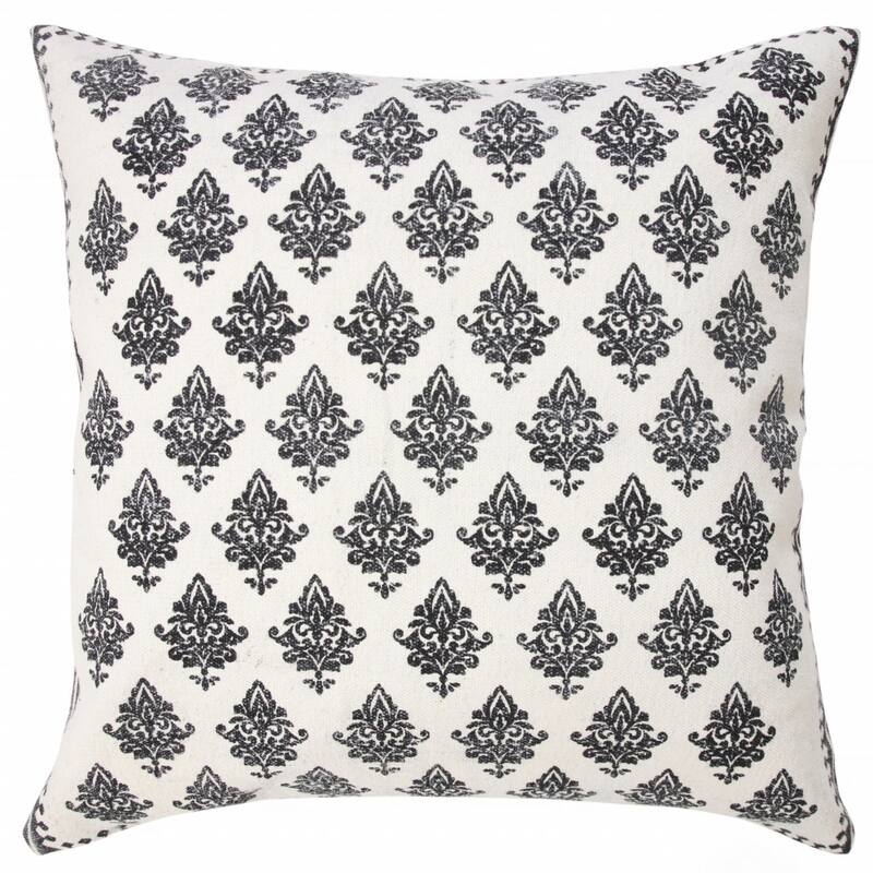 HomeRoots 20" X 20" White And Black 100% Cotton Geometric Zippered Pillow