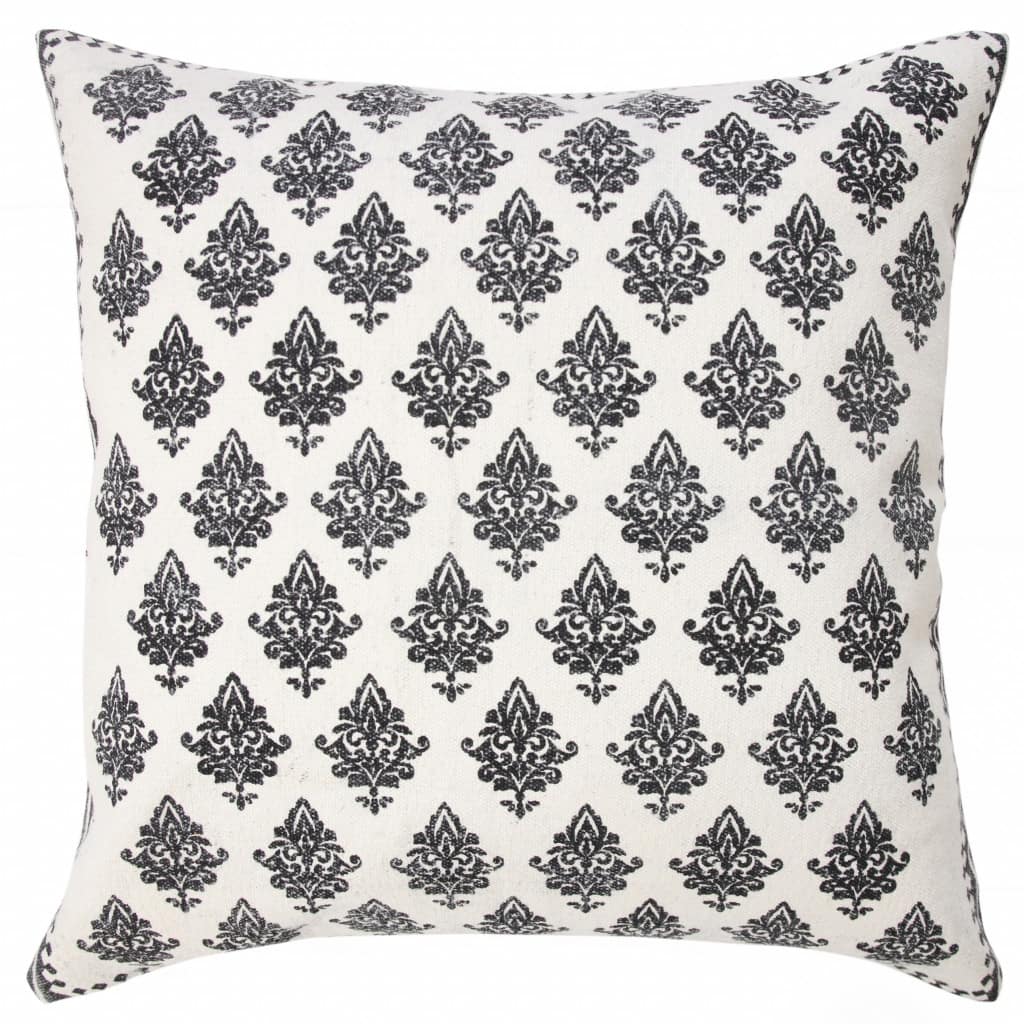 HomeRoots 20" X 20" White And Black 100% Cotton Geometric Zippered Pillow