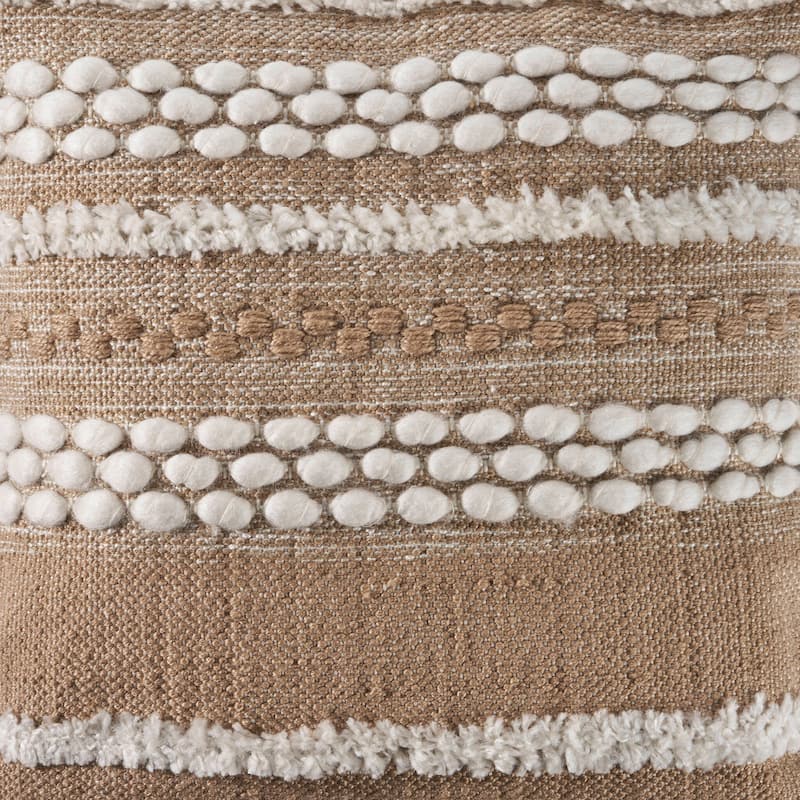 Sevita Neutral Textured Embroidered Indoor Outdoor Throw Pillow