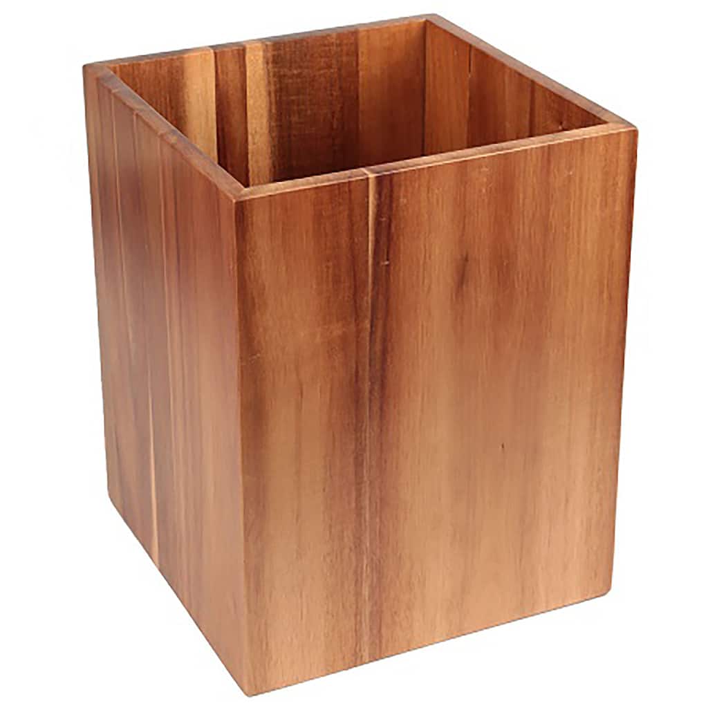 Creative Home Acacia Wood Square Waste Basket, Trash Can,