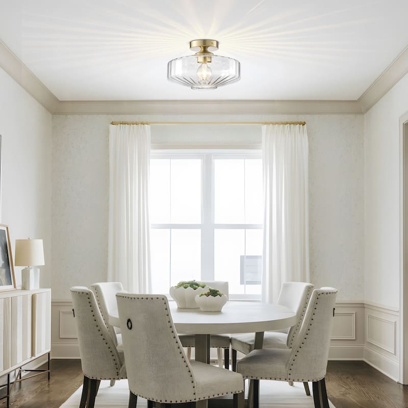 Starsky 1-Light Handcrafted Radiating Texture Art Glass Flush Mount