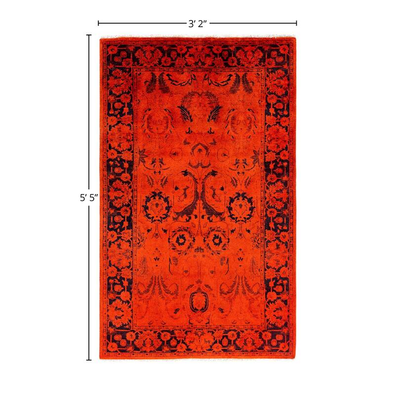 Overdyed, One-of-a-Kind Hand-Knotted Area Rug - Orange - 3' 2" x 5' 5"