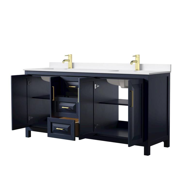 Daria 72-inch Double Vanity, Single Hole Quartz Top