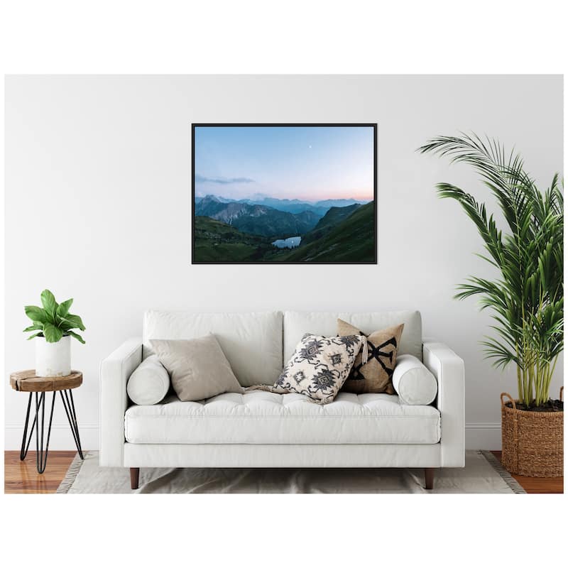 Kate and Laurel Sylvie Moonrise over the Mountain Lake in the German Alps Framed Canvas by Michael Schauer