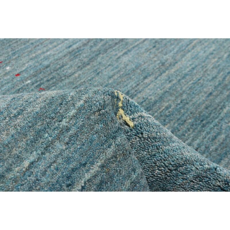 ECARPETGALLERY Hand Loomed Kashkuli Gabbeh Teal Wool Rug - 5'0 x 6'8