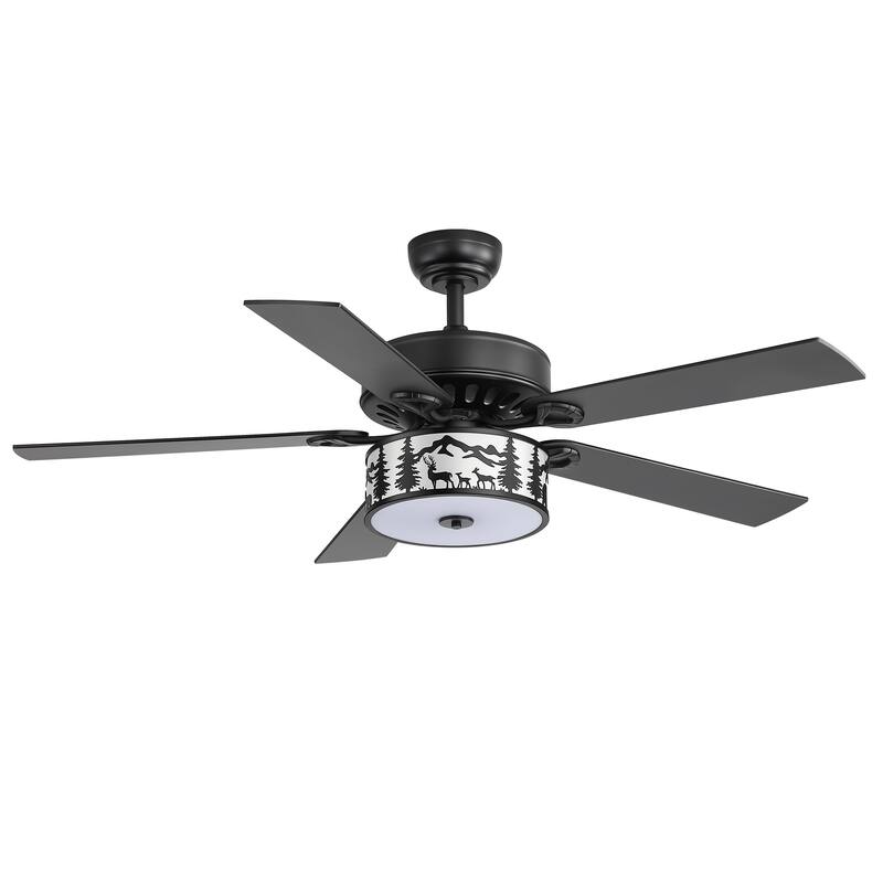 52-inch Reversible 5-Blade Caged Ceiling Fan with Light and Remote