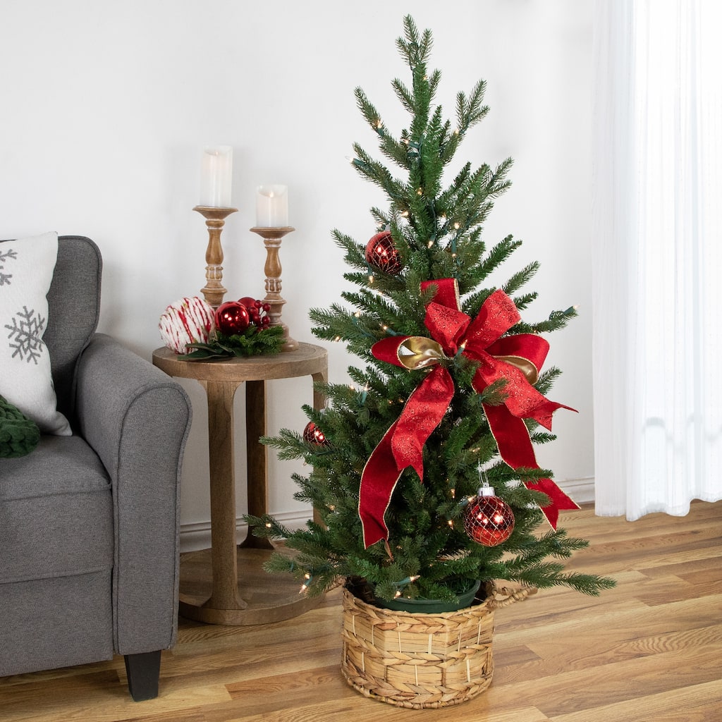 4' Potted Grande Spruce Artificial Christmas Tree, Clear Lights - 4 Foot