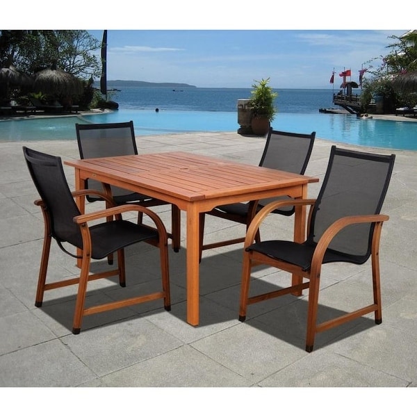 Bahamas 5 Piece Outdoor Dining Set Eucalyptus Rectangular Table