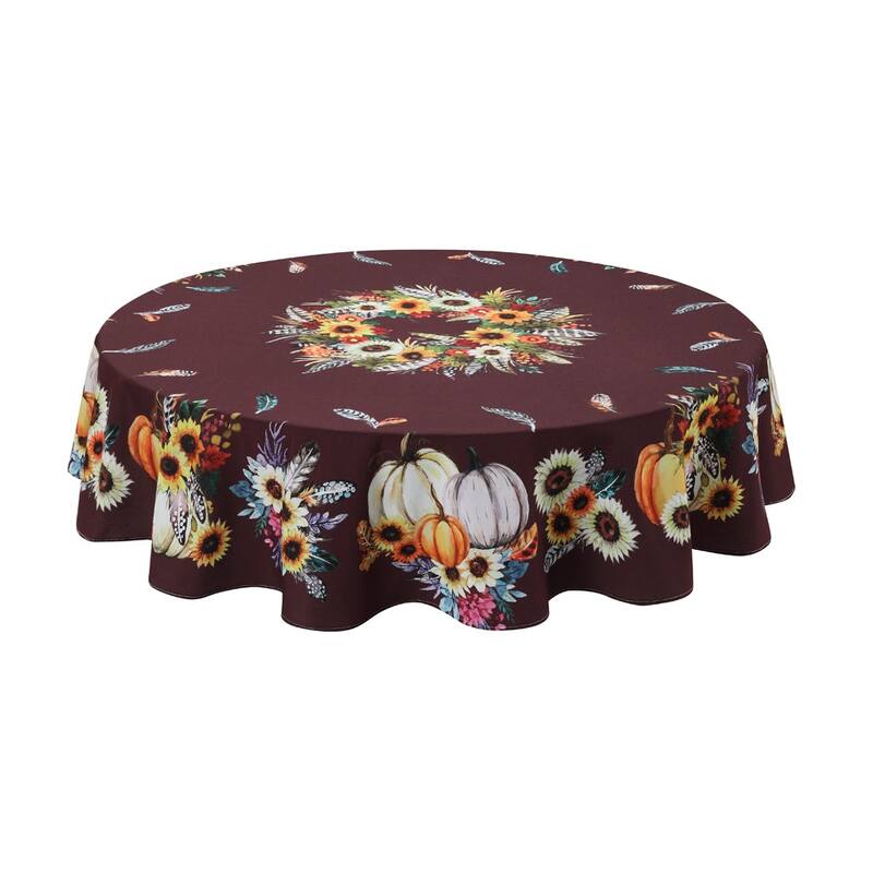 Laural Home Fall Feathers 70 in Round Tablecloth - 70 in Round