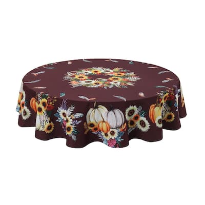 Laural Home Fall Feathers 70 in Round Tablecloth - 70 in Round