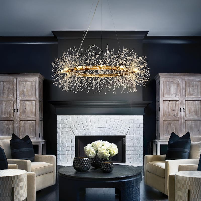 Modern Firework Crystal Chandelier for Dining Room and Living Room Bulb Included