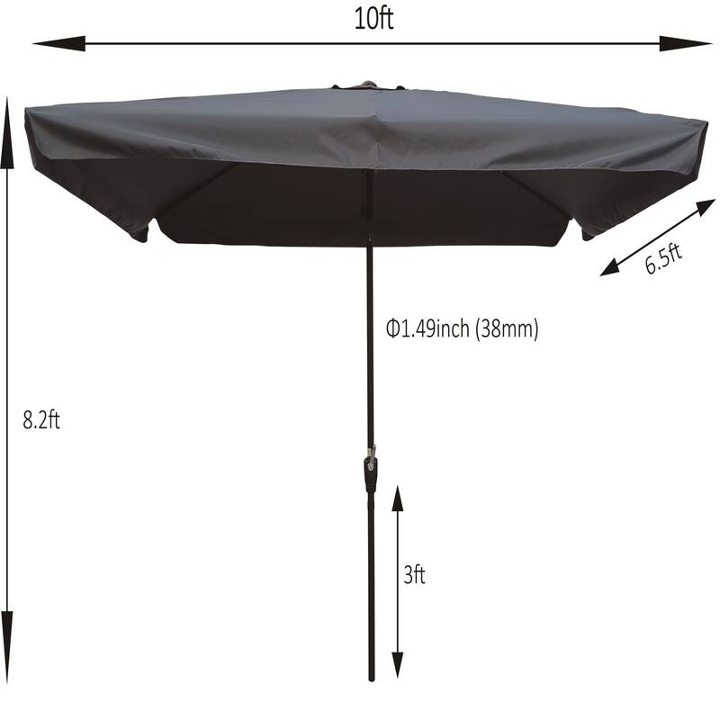 Clihome 10 x 6.5 ft Rectangular Patio Umbrella Outdoor