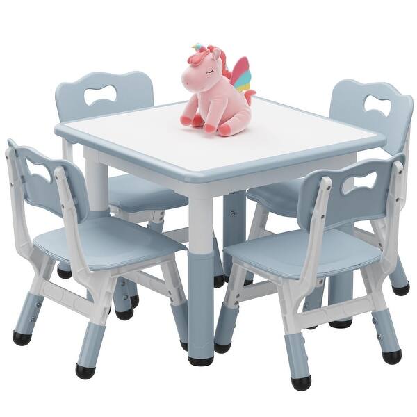 slide 2 of 17, Kids Table and 4 Chairs Set with Graffiti Desktop Grey
