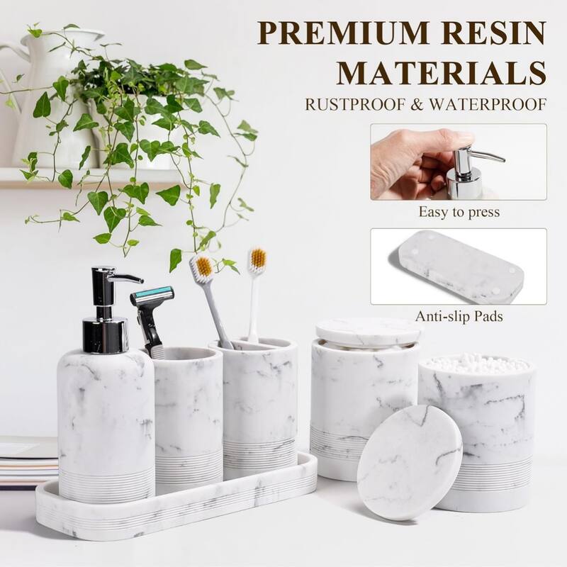 6-piece bathroom toothbrush set, glass cup, cotton swab jar, modern bathroom organizer
