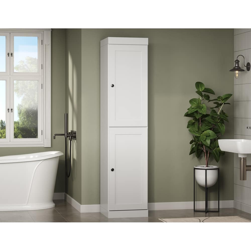 Palace Imports 100% Solid Wood Bathroom Storage Cabinet, Shaker Doors, Adjustable Shelves, 16.5" Wide, 71.5" Tall