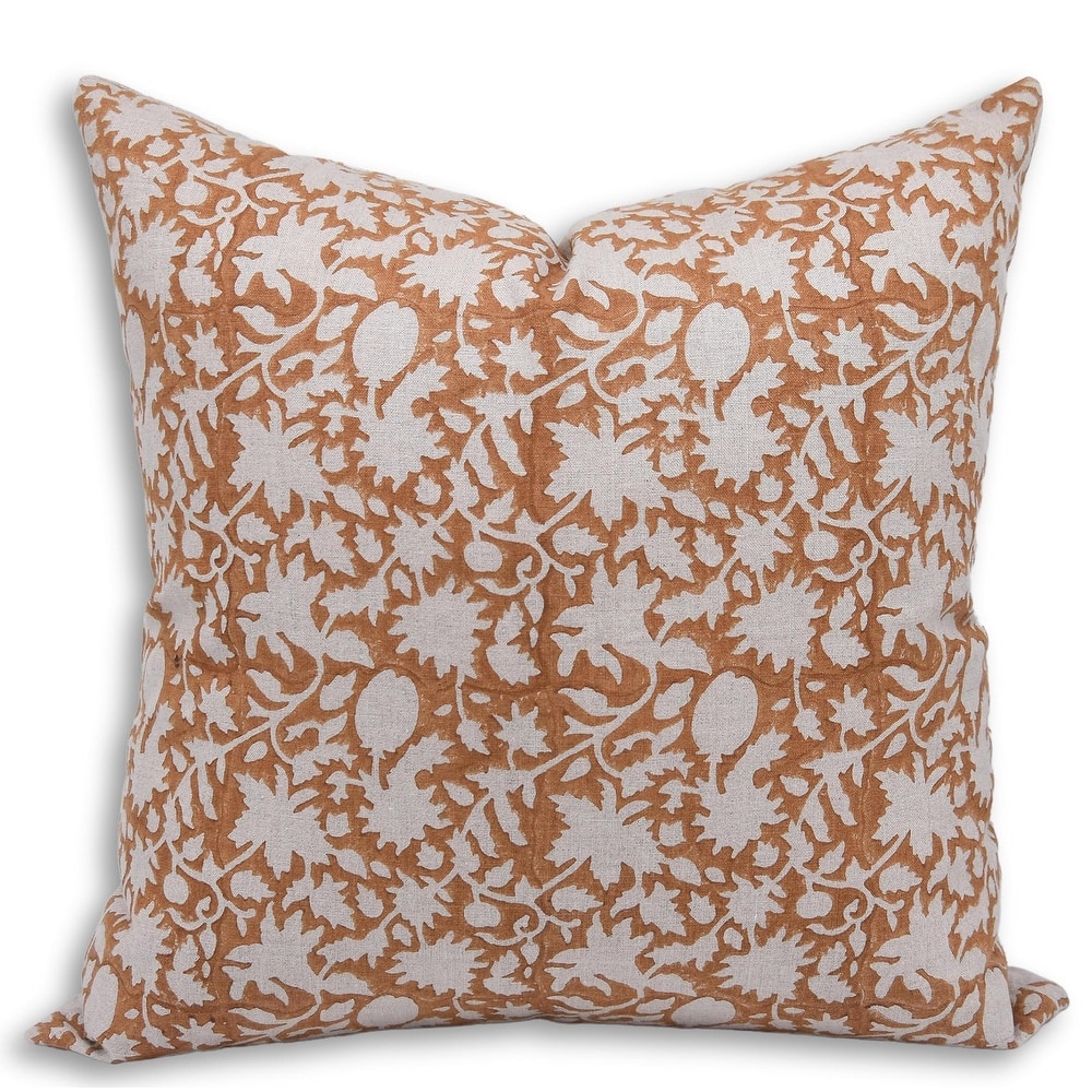 Linen Farmhouse Block print pillow Cover - Manikarnika