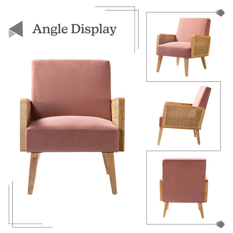 Carmina Upholstered Accent Chair with Natural Rattan Arms by HULALA HOME