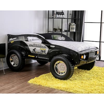 Toto Modern Black Twin Off-road Car Kid Bed with Wheels by Furniture of America
