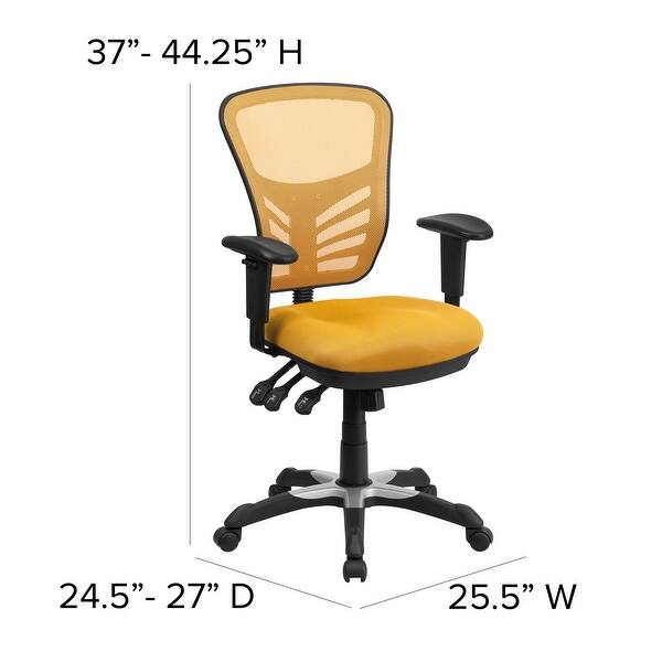 dimension image slide 3 of 13, Nicholas Mid-Back Blue Mesh Multifunction Executive Swivel Ergonomic Office Chair with Adjustable Arms