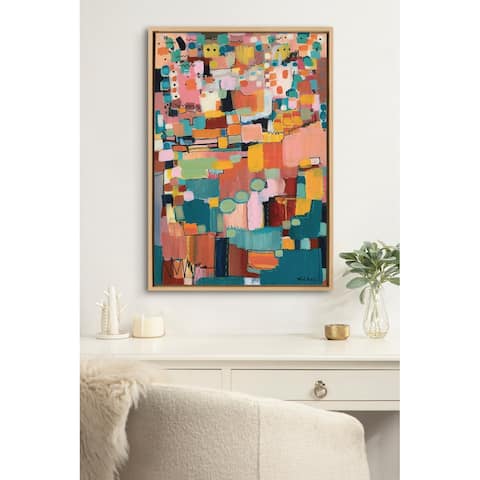 Kate and Laurel Sylvie Sunset Fiesta Framed Canvas by Leah Nadeau