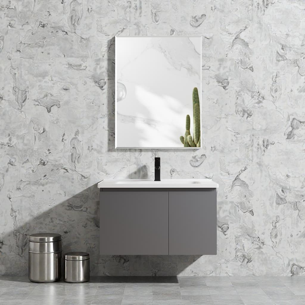 30 x 24 Inch Aluminum Bathroom Medicine Cabinet with Mirror, Single Door, Recessed or Surface Mount