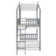 preview thumbnail 16 of 18, Twin Over Twin Bunk Bed Wood Bed with Roof, Window and Ladder, Natural