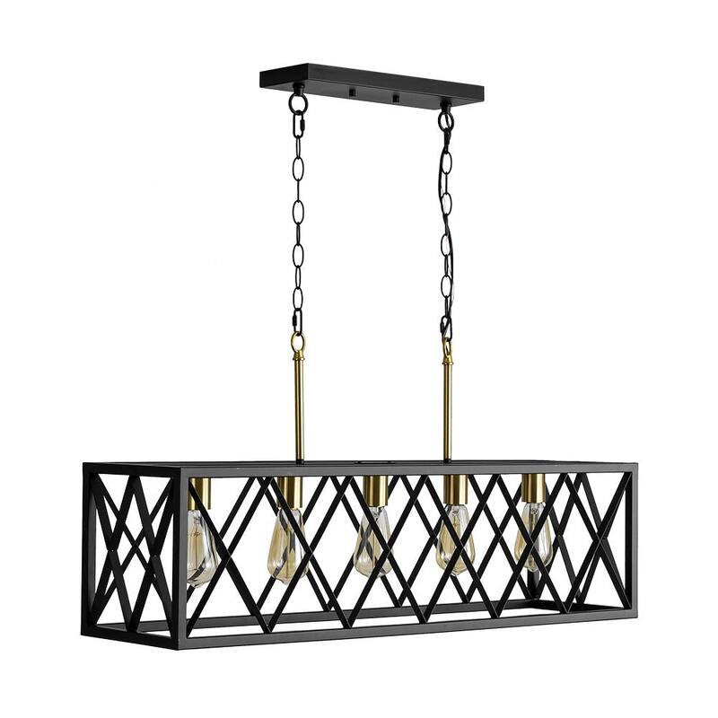 Modern Farmhouse 5-Light Cross Rectangle Island Pendant 36in wide