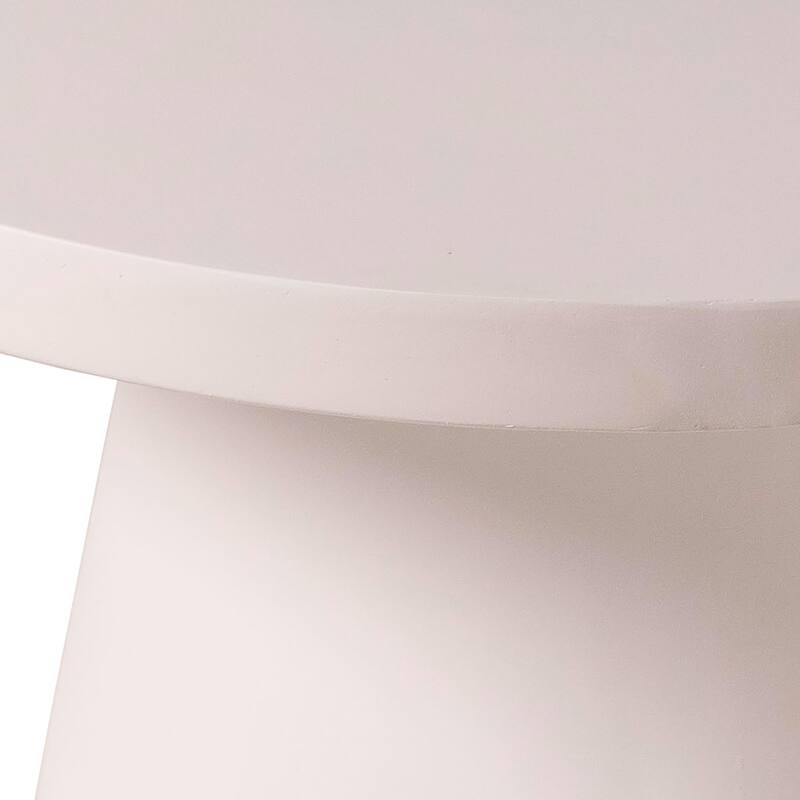 Modern Fiberstone Side Table With Round Tabletop and Pedestal Base
