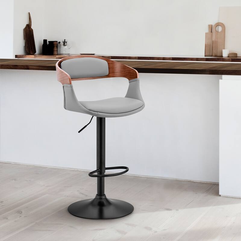 Benson 24" Adjustable Bar Stool - Gray, Walnut and Black