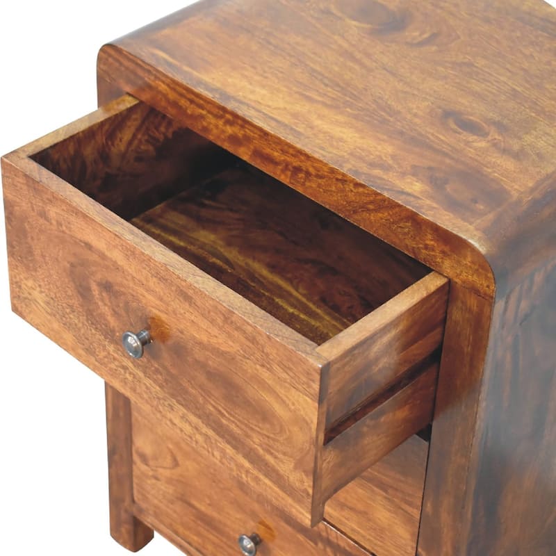 HomeRoots 24" Chestnut Solid Wood Three Drawer Nightstand
