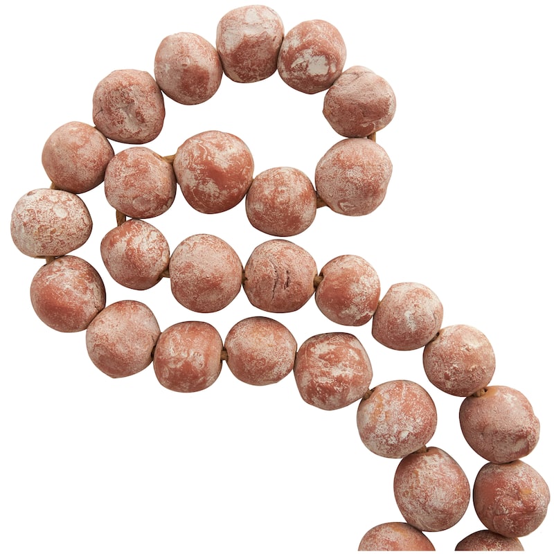 Ceramic Handmade Round Intricately Shaped Large Distressed Beaded Garland with Tassel