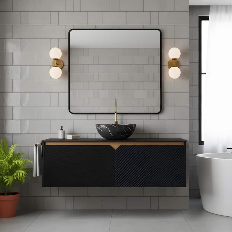 Wall-mounted Bathroom Vanity with Bowl Vessel Basin