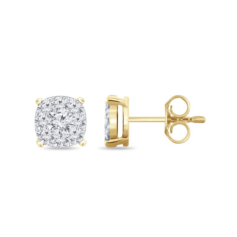 Auriya 14k Gold 1/4ctw Cushion Pave Diamond Stud Earrings (H-I, I1-I2)