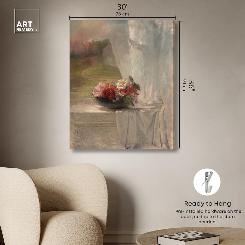 Flowers on a Window Ledge 1861 Canvas by Art Remedy, Gallery Wrapped