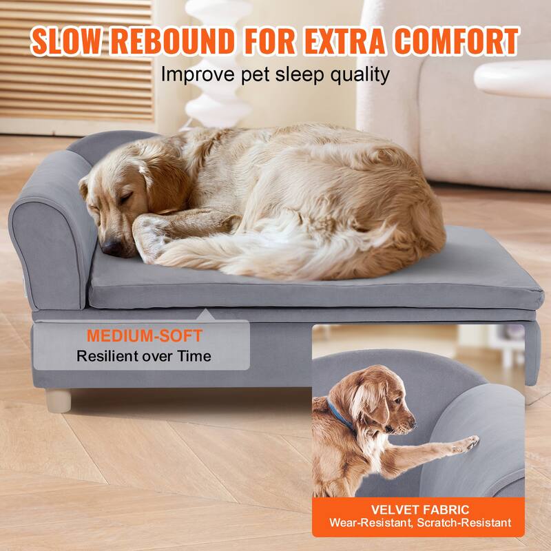 VEVOR Pet Sofa, Dog Couch for Dogs and Cats, Soft Velvety Dog Sofa Bed