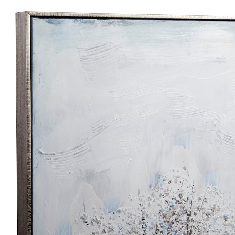 Canvas Tree Framed Wall Art with Silver Frame - Gray - Roche River Decor