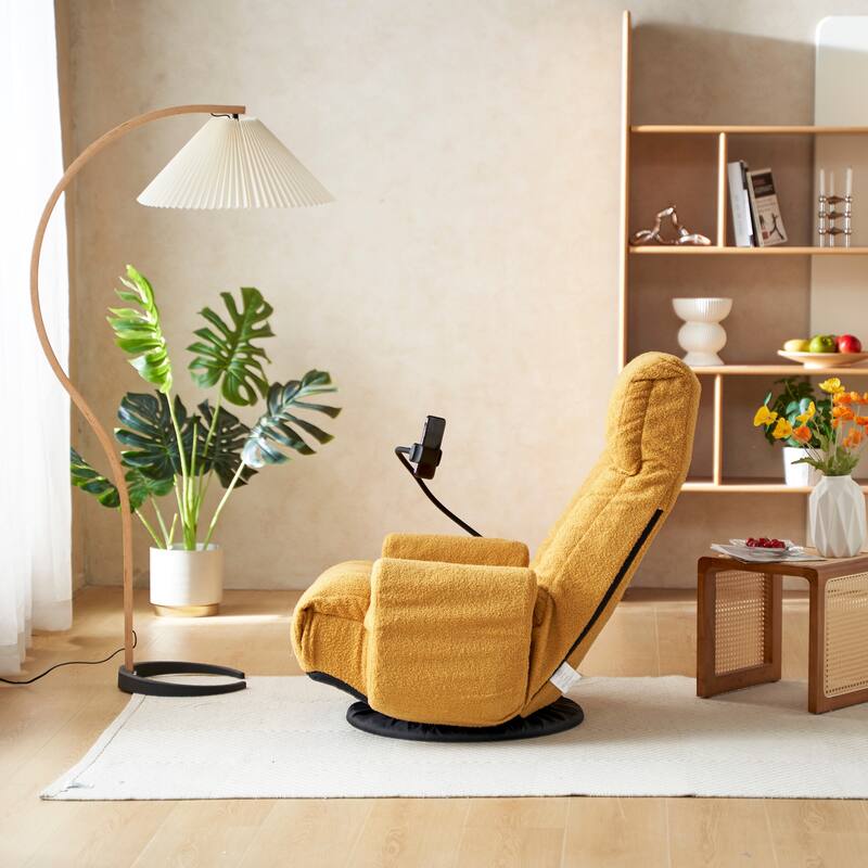 Adjustable Lounge Sofa Chair with 360° Rotating Base and Built-In Phone Holder