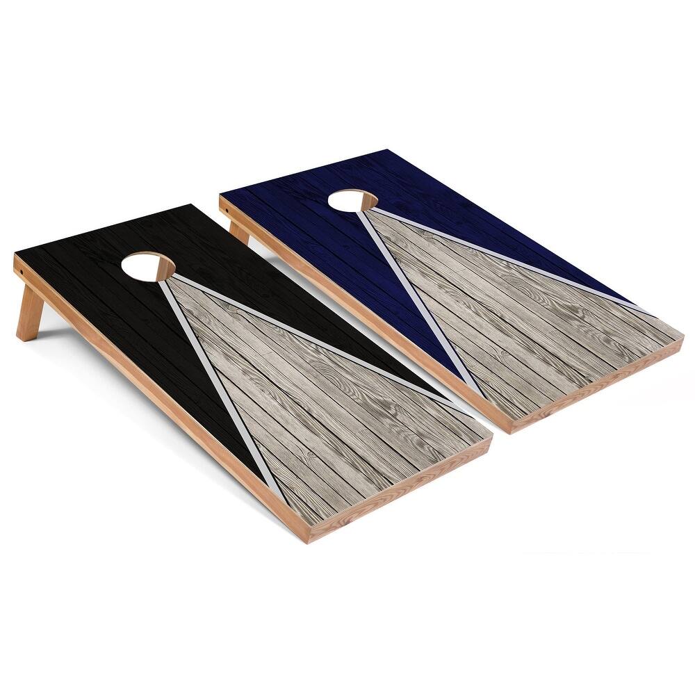 Black and Navy Pyramid Outdoor Cornhole Set