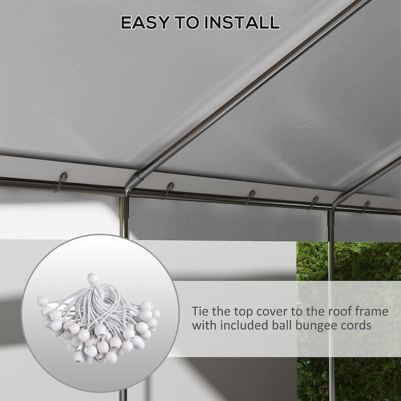 Outsunny 10' x 20' Carport Replacement Top Canopy Cover, UV and Water Resistant Portable Garage Shelter Cover