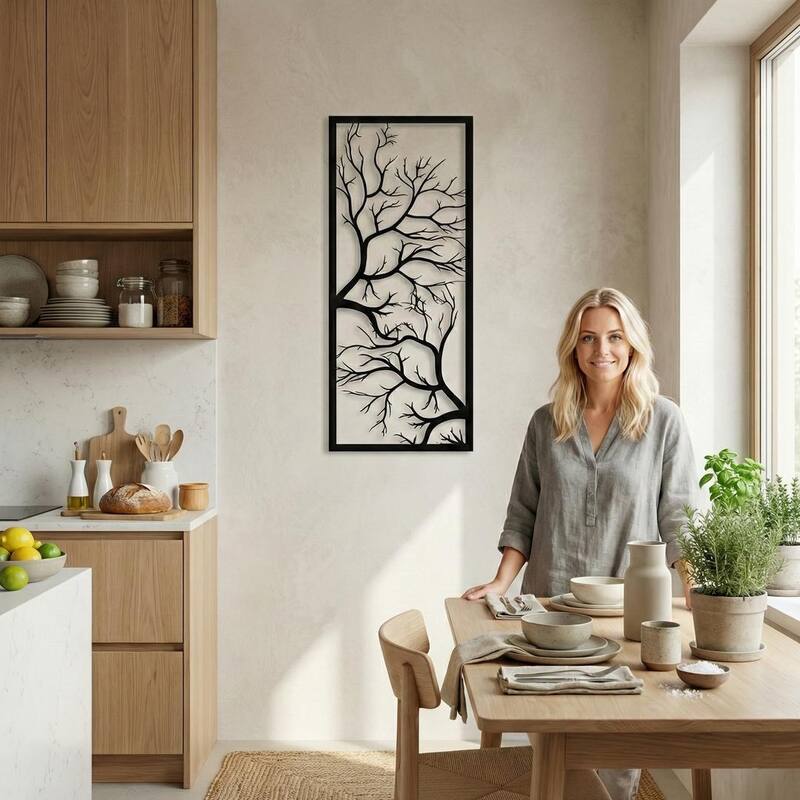 Tree Sign Metal Wall Decor for Home and Outside - Wall-Mounted Geometric Wall Art Decor