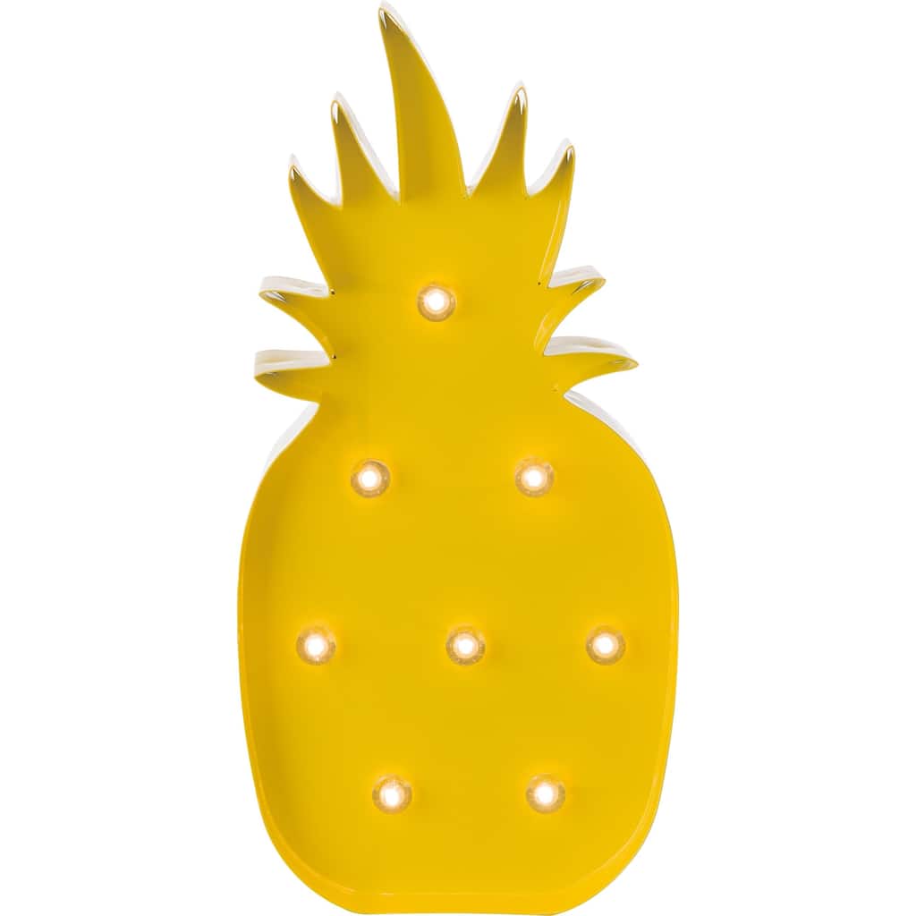 Transpac Metal 15 in. Yellow Spring Light Up Pineapple Decor