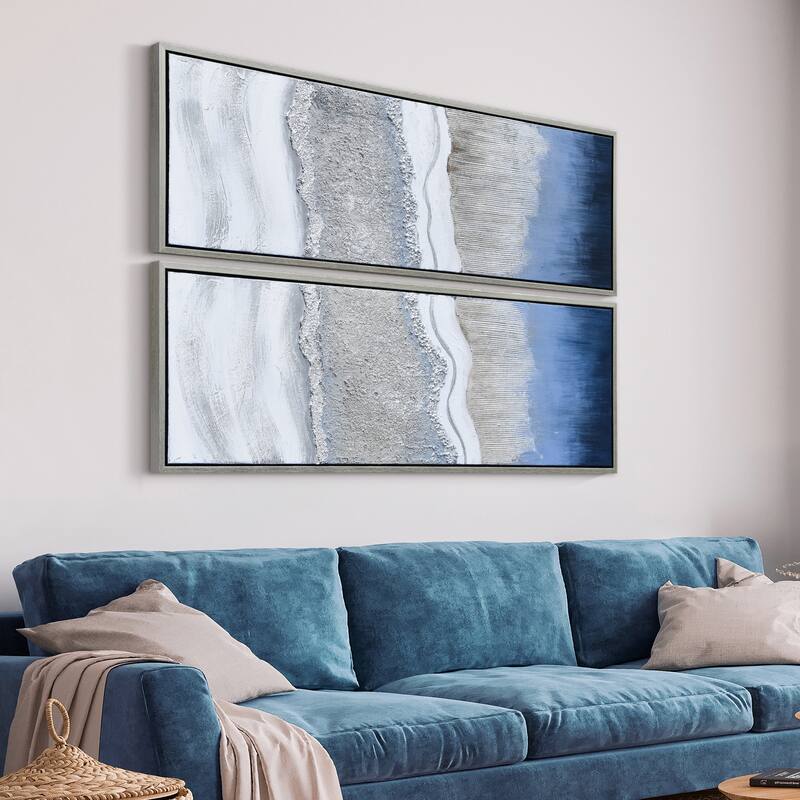 Sand Art Textured Metallic Hand Painted Canvas Wall Art Set of 2