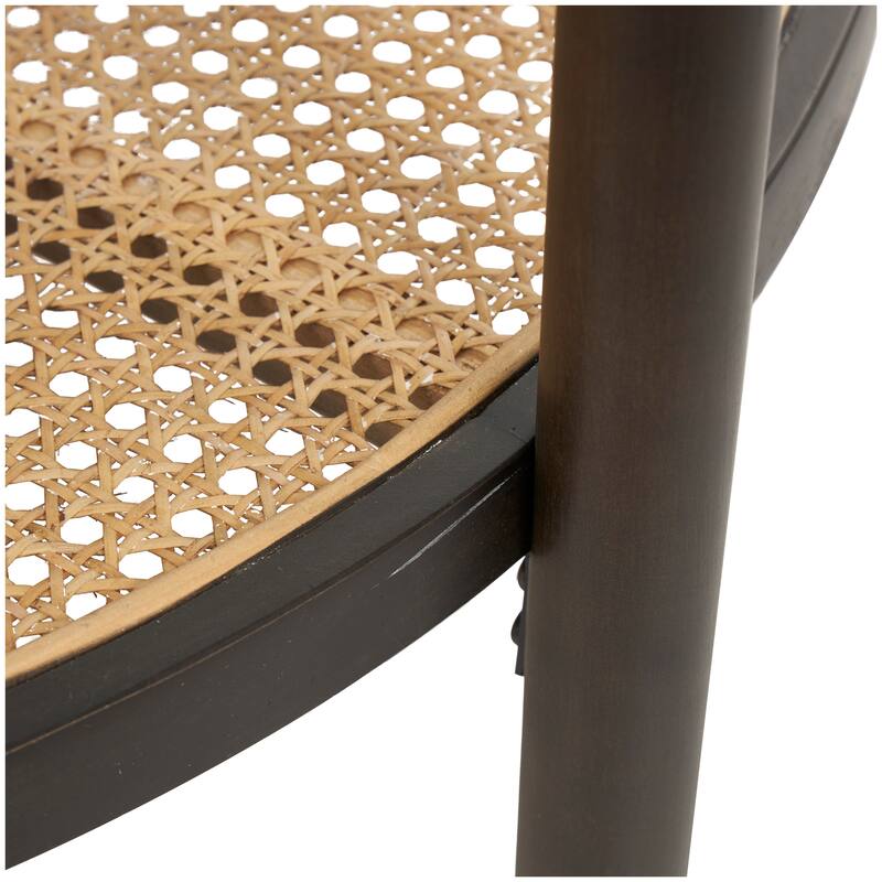 Brown Rattan Accent Table with Pressed Tempered Glass Top