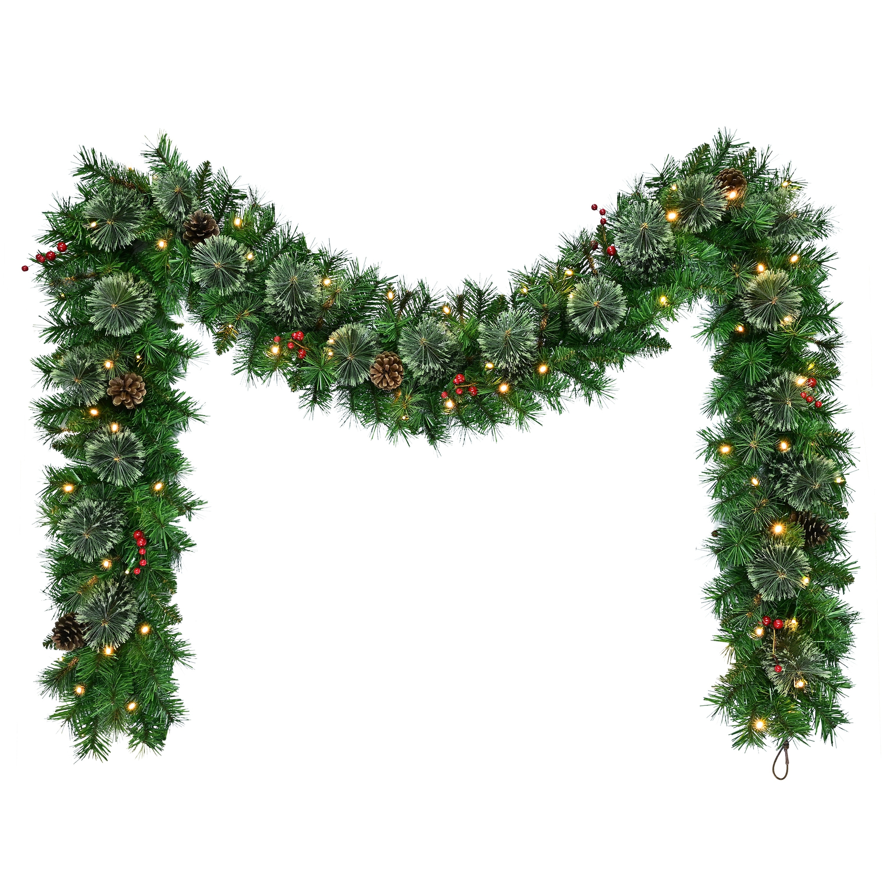 9 ft x 10" Battery-Operated Pre-Lit Artificial Pine Garland