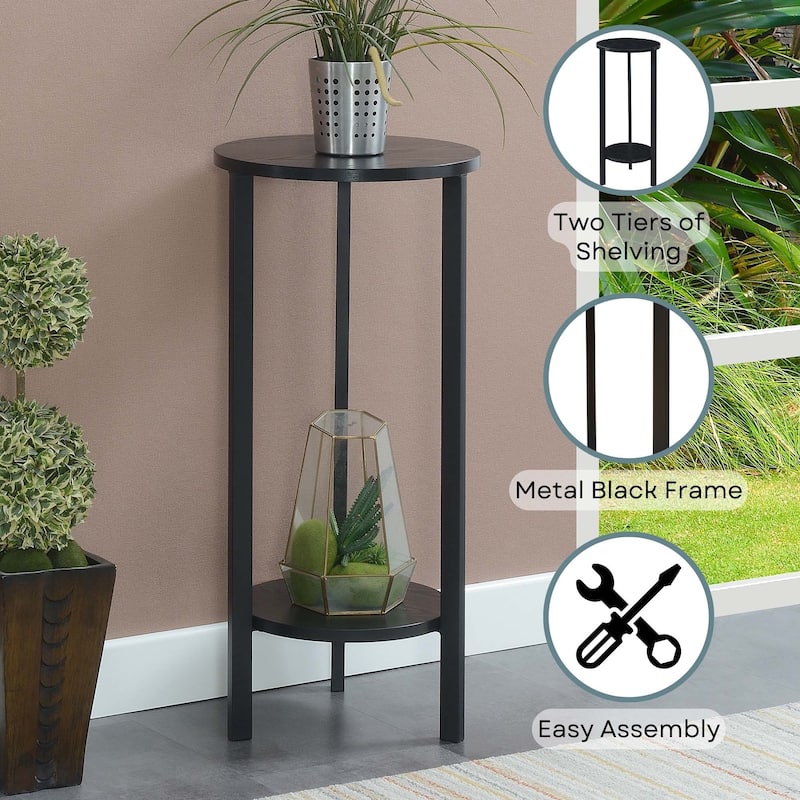 Convenience Concepts Graystone 31 inch 2 Tier Plant Stand - Black/Black
