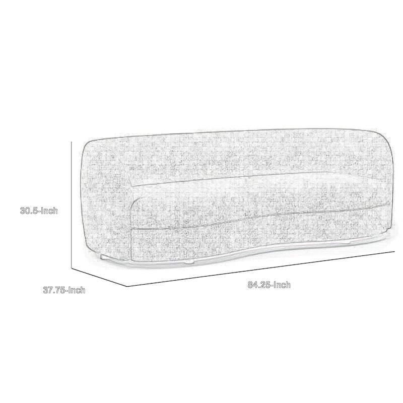 Srey Sofa, 84 Inch, Modern Plush White Boucle, Curved Kidney Shape