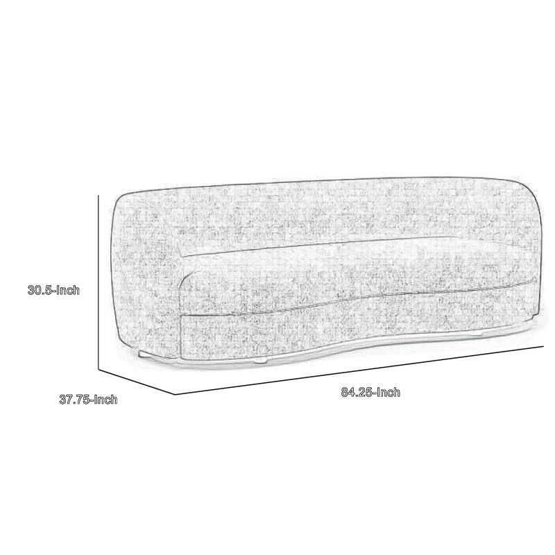 Srey Sofa, 84 Inch, Plush Black Boucle, Curved Curved Kidney Shape